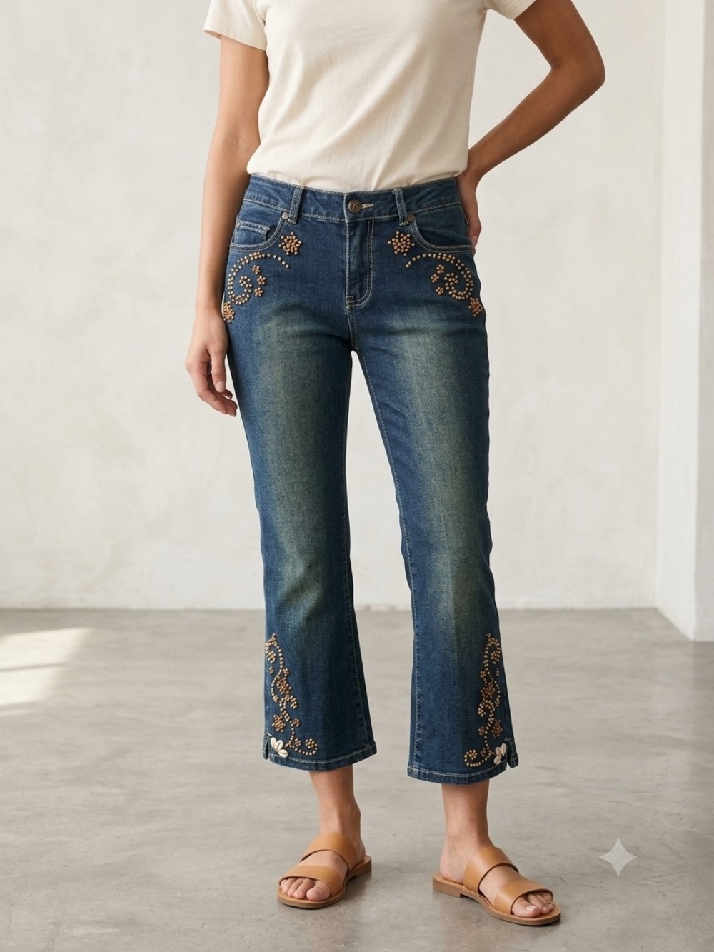 Vintage Y2K Gypsy Jeans Embellished Floral Detail Jeans